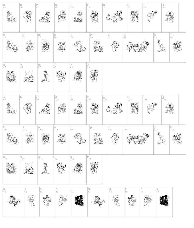 King Lion font map